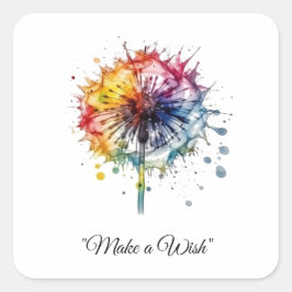 Vibrant Watercolor Dandelion, custom Vierkante Sticker