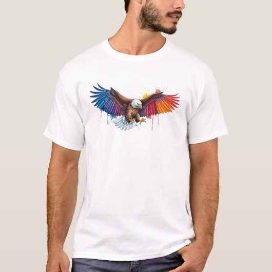 Vibrant Watercolor Eagle with Spread Wings   T-shirt (Voorkant)