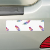 Vibrant Watercolor Feather All-Over Print Bumpersticker (Op auto)