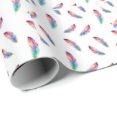 Vibrant Watercolor Feather All-Over Print Cadeaupapier (Rol Hoek)