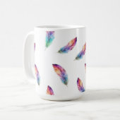 Vibrant Watercolor Feather All-Over Print Koffiemok (Voorkant links)