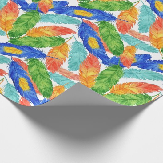Vibrant Watercolor Feather Pattern — Abstract ِArt Cadeaupapier (Hoek)