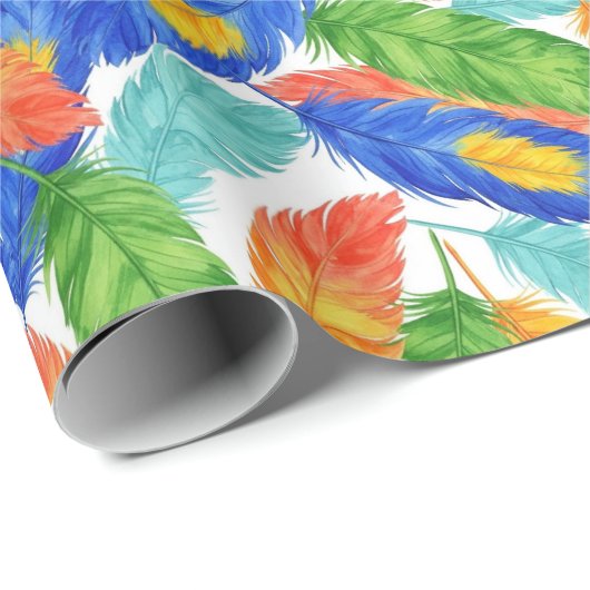 Vibrant Watercolor Feather Pattern — Abstract ِArt Cadeaupapier (Rol Hoek)