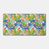 Vibrant Watercolor Feather Pattern Bureaumat (Voorkant)