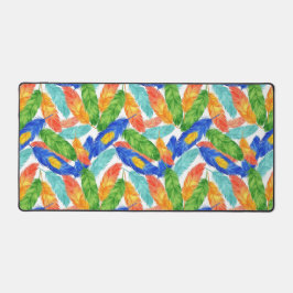 Vibrant Watercolor Feather Pattern Bureaumat
