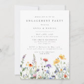 Vibrant Watercolor Floral Engagement Party Kaart (Voorkant)