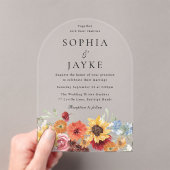 Vibrant Watercolor Floral Wedding  Acryl Uitnodigingen (Insitu (Draagbaar))