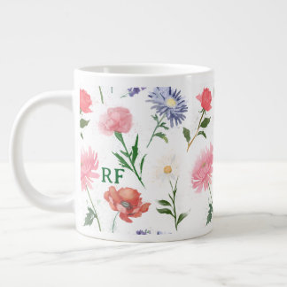 Vibrant Watercolor Multicolor Floral Pattern Grote Koffiekop