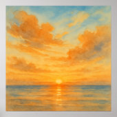 Vibrant Watercolor Style Sunset Seascape Poster (Voorkant)