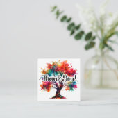 Vibrant Watercolor Tree Thank You Business Informatiekaartje (Staand voorkant)