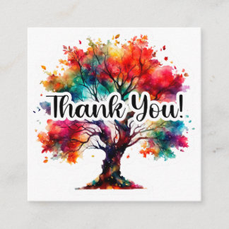 Vibrant Watercolor Tree Thank You Business Informatiekaartje