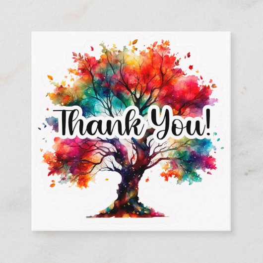 Vibrant Watercolor Tree Thank You Business Informatiekaartje (Voorkant)