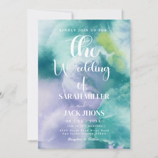 Vibrant  Watercolor Wedding Invitation Kaart (Voorkant)