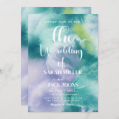 Vibrant  Watercolor Wedding Invitation Kaart (Voorkant / Achterkant)