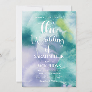 Vibrant  Watercolor Wedding Invitation Kaart