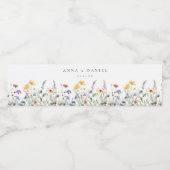 Vibrant Watercolor Wildflower Wedding Waterfles Etiket (Enkel label)