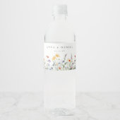 Vibrant Watercolor Wildflower Wedding Waterfles Etiket (Voorkant)