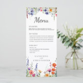 Vibrant Watercolor Wildflowers Elegant Wedding Menu (Staand voorkant)