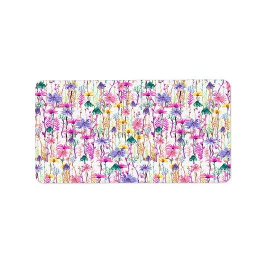 Vibrant Watercolor Wildflowers Etiket (Voorkant)