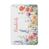 Vibrant Watercolor Wildflowers Personalized Badmat (Voorkant Verticaal)