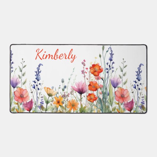 Vibrant Watercolor Wildflowers Personalized Bureaumat (Voorkant)