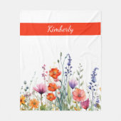 Vibrant Watercolor Wildflowers Personalized Fleece Deken (Voorkant)