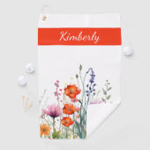 Vibrant Watercolor Wildflowers Personalized Golfhanddoek (Insitu)