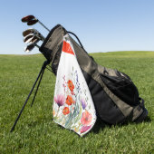 Vibrant Watercolor Wildflowers Personalized Golfhanddoek (Groen)