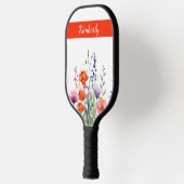 Vibrant Watercolor Wildflowers Personalized Pickleball Paddle (Links)