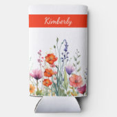 Vibrant Watercolor Wildflowers Personalized Seltzer Blikjeskoeler (Achterkant)