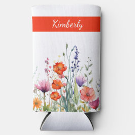 Vibrant Watercolor Wildflowers Personalized Seltzer Blikjeskoeler