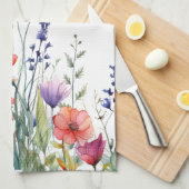 Vibrant Watercolor Wildflowers Personalized Theedoek (Quarter Fold)