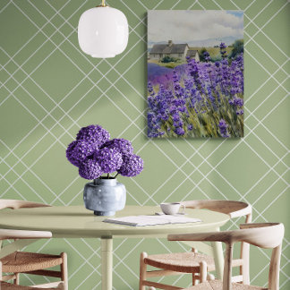  Vibrant Watercolour Lavender Field  Canvas Afdruk