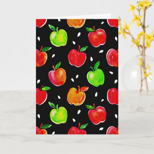 Vibrant Waterverf Apples Patroon Kaart (Gele Bloem)
