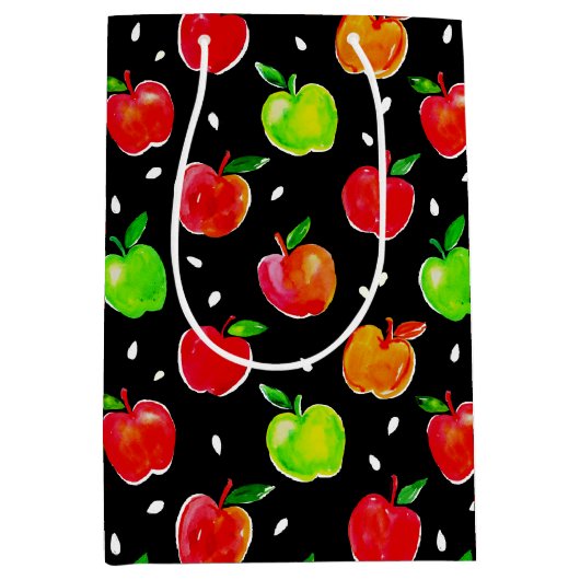 Vibrant Waterverf Apples Patroon Medium Cadeauzakje (Voorkant)