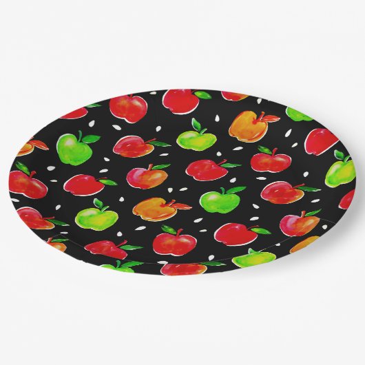 Vibrant Waterverf Apples Patroon Papieren Bordje (Gekanteld)