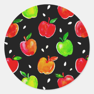 Vibrant Waterverf Apples Patroon Ronde Sticker