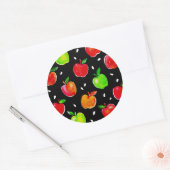 Vibrant Waterverf Apples Patroon Ronde Sticker (Envelop)