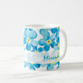 Vibrant waterverf blauw vergeet me niet de naam bl koffiemok (Voorkant rechts)