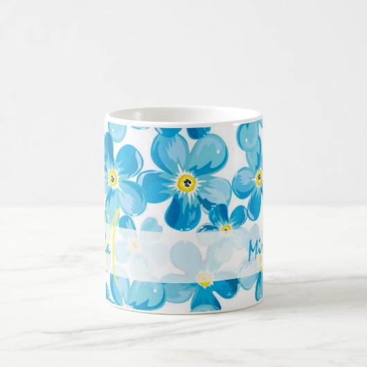 Vibrant waterverf blauw vergeet me niet de naam bl koffiemok (Center)