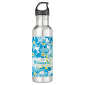 Vibrant waterverf blauw vergeet me niet de naam bl waterfles (Voorkant)