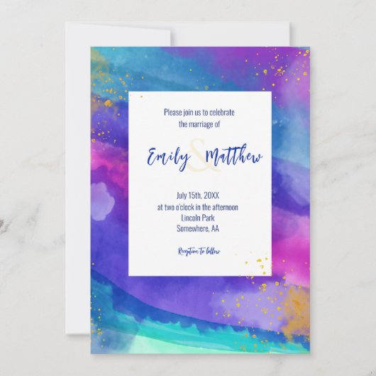 Vibrant Waterverf bruiloft Kaart (Voorkant)