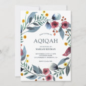 Vibrant Waterverf Floral Wreath Aqiqah Kaart (Voorkant)