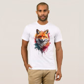 Vibrant Waterverf Fox T-shirt - vet en wild (Voorkant volledig)