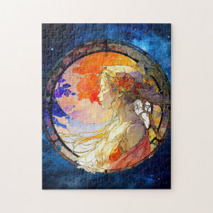 Vibrant Waterverf meisje Jigzaag Puzzle Legpuzzel