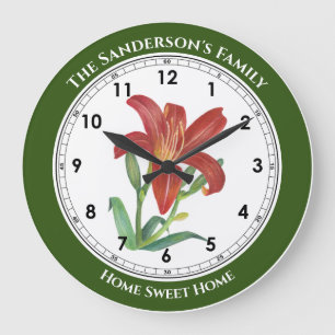 Vibrant Waterverf Oranje Lily Illustratie Grote Klok