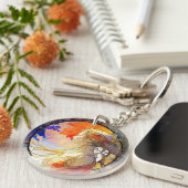 Vibrant Waterverf van Girl AcrylSleutelhanger Sleutelhanger (Voorkant Rechts)