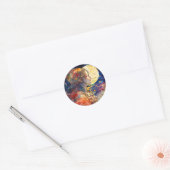 Vibrant Waterverf van Girl en Moon Sticker (Envelop)