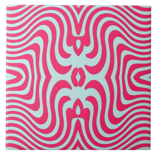 Vibrant Wavy Symmetry Design Tegeltje (Voorkant)