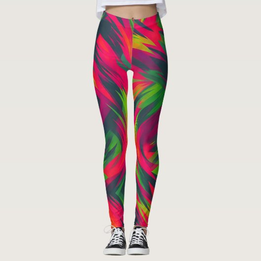 Vibrant Whirl – Neon Energie Leggings (Voorkant)